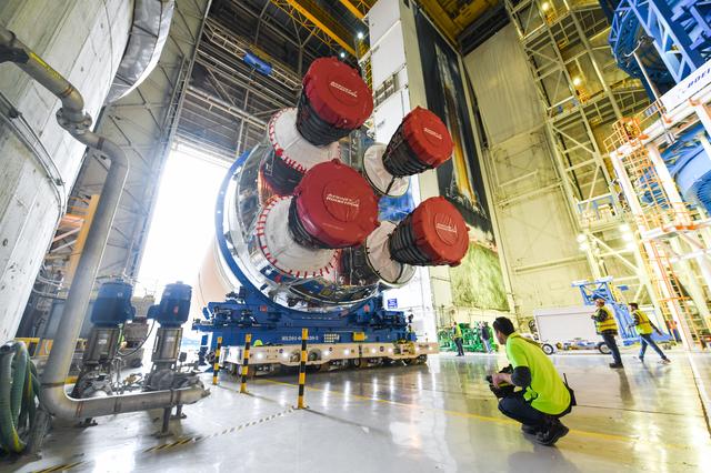 NASA image: NASA Prepares Artemis I SLS Rocket Stage for Move to Pegasus Barge